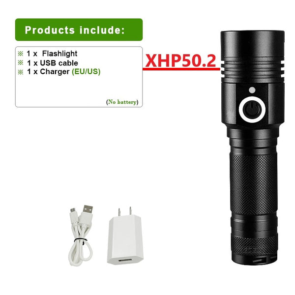 Super Linterna USB Recargable XHP120 XHP90 Antorcha