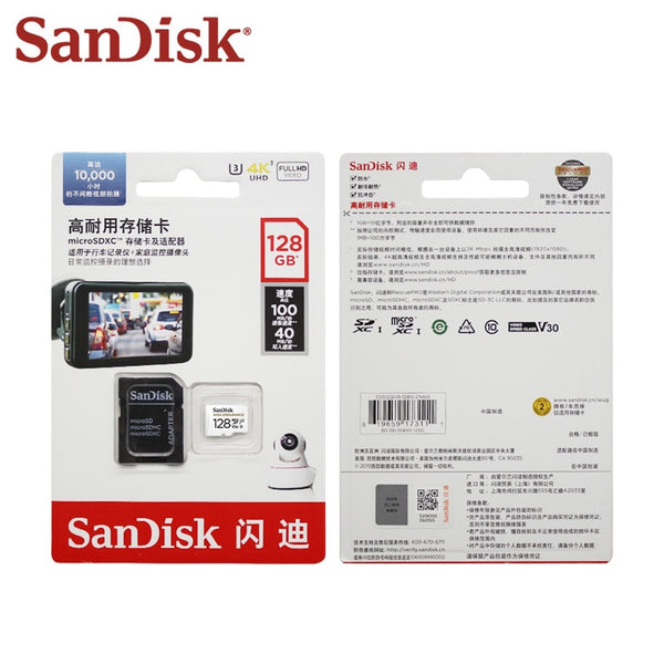 SanDisk Memory Card High Endurance Video Monitoring TF Card 256GB 128GB 64GB 32GB Micro SD Card Up to 100MB/s Flash Card