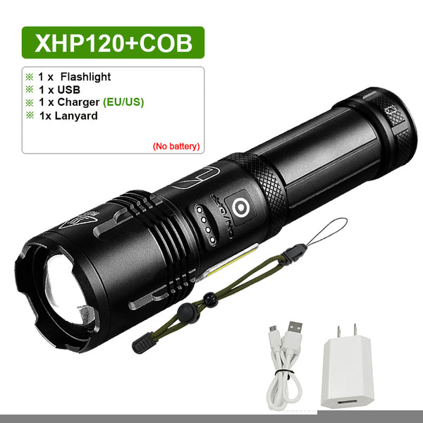 Super Linterna USB Recargable XHP120 XHP90 Antorcha