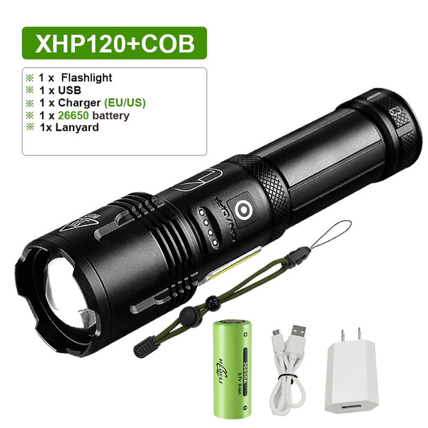 Super Linterna USB Recargable XHP120 XHP90 Antorcha